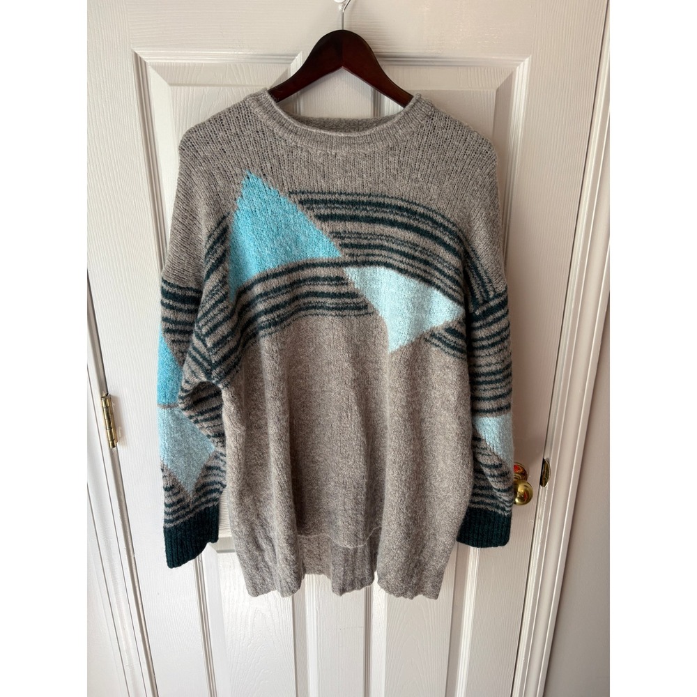 Free People Alpaca Blend Oversized Geometric Striped Sweater OB2317399 M/L